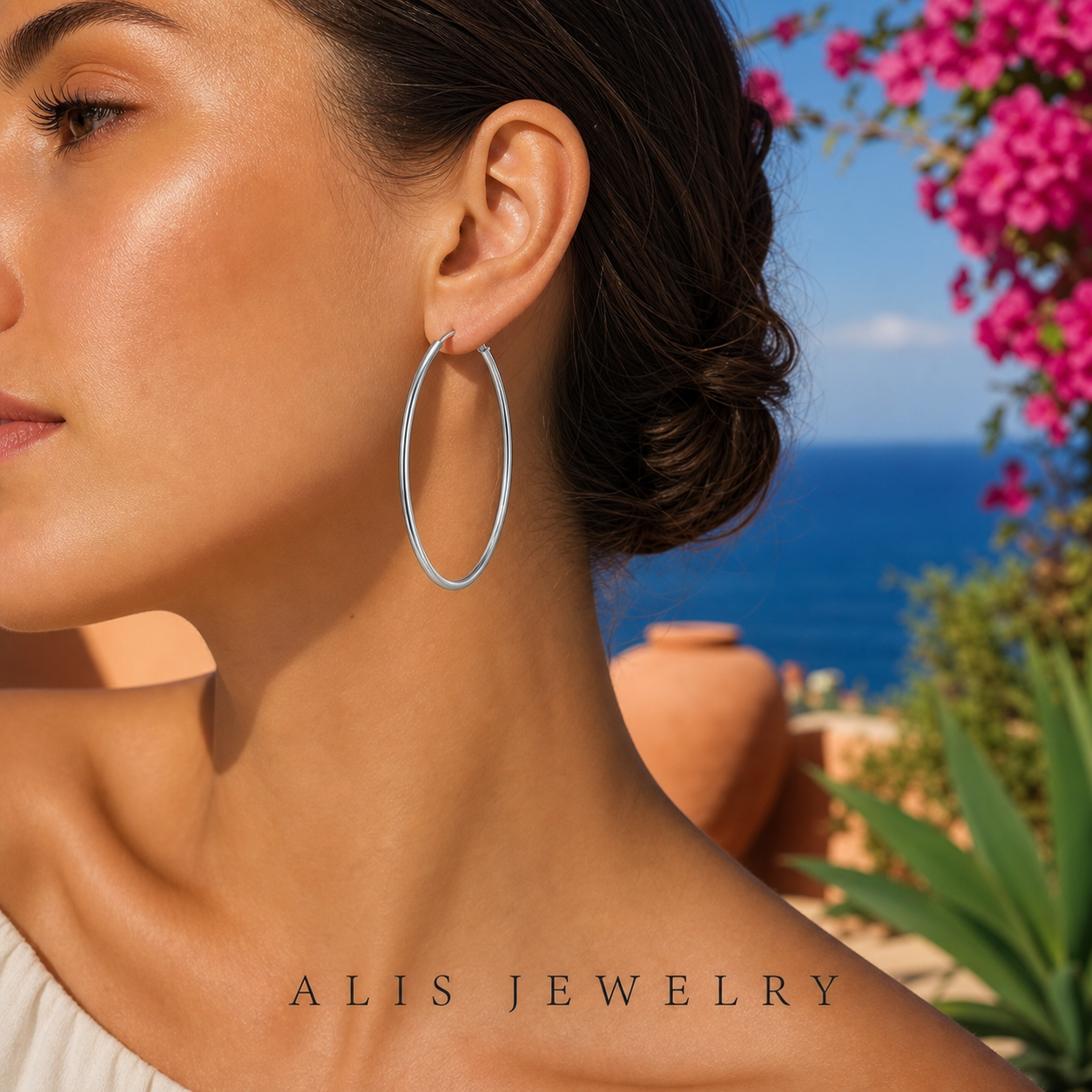 Créoles fines argent - Alis Jewelry - réseaux sociaux