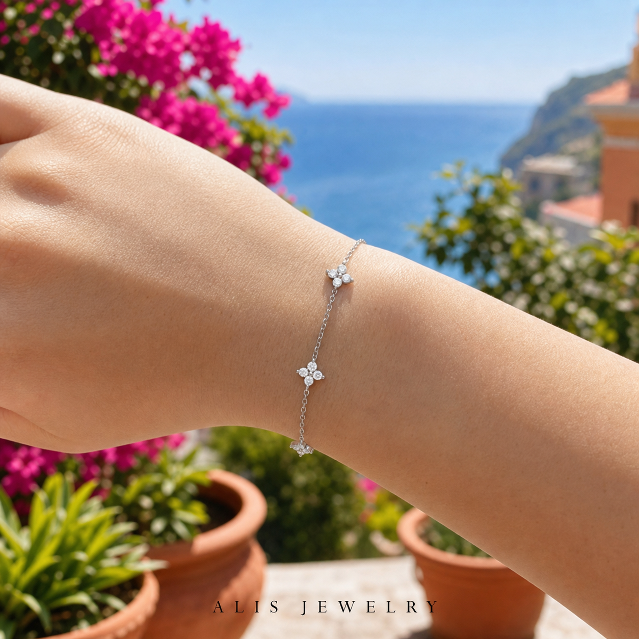 Bracelet trèfle argent - Alis Jewelry - réseaux sociaux