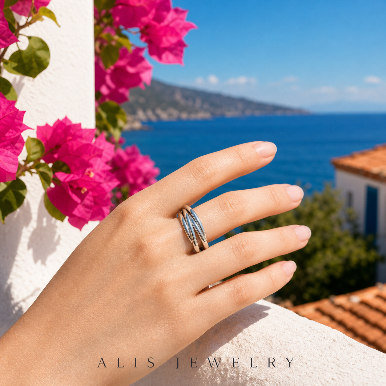 Bague trilogie argent 925 - Alis Jewelry - réseaux sociaux