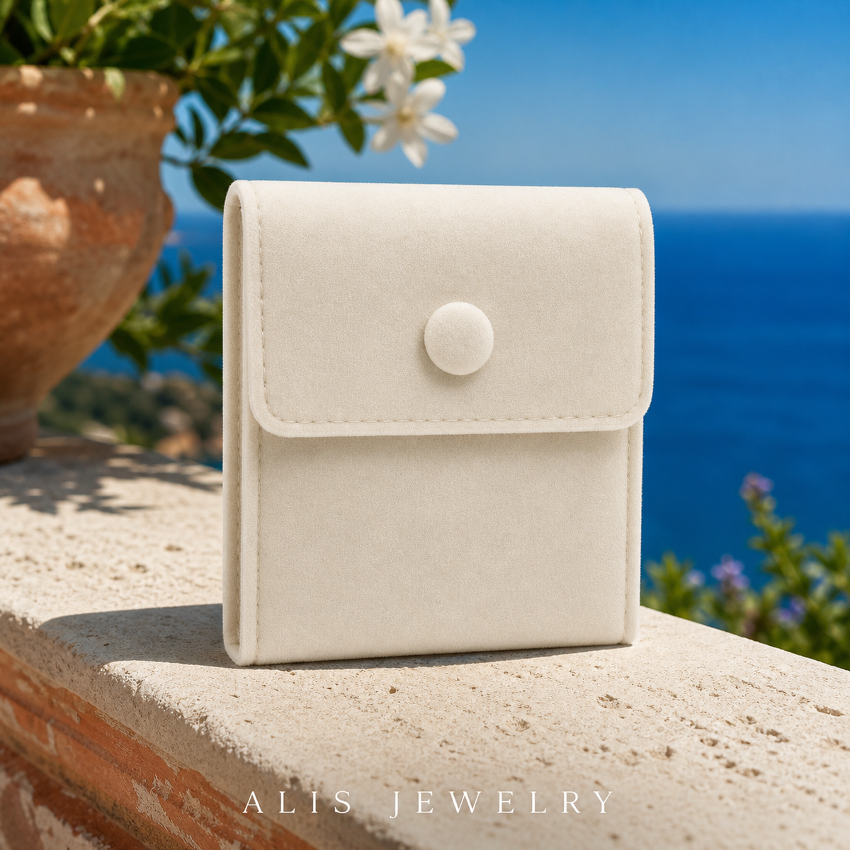Pochette cadeau velours - Alis Jewelry - réseaux sociaux