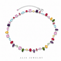 Parure arc-en-ciel plaqué or - Alis Jewelry - Collier argent 925 - fond blanc