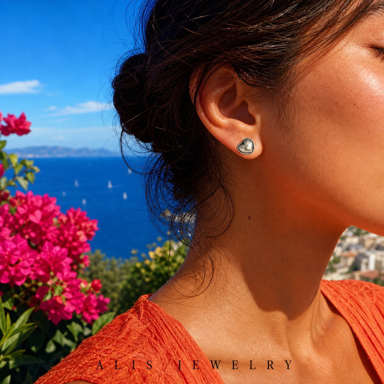 boucles d'oreilles cœur argent 925 - Alis Jewelry - réseaux sociaux