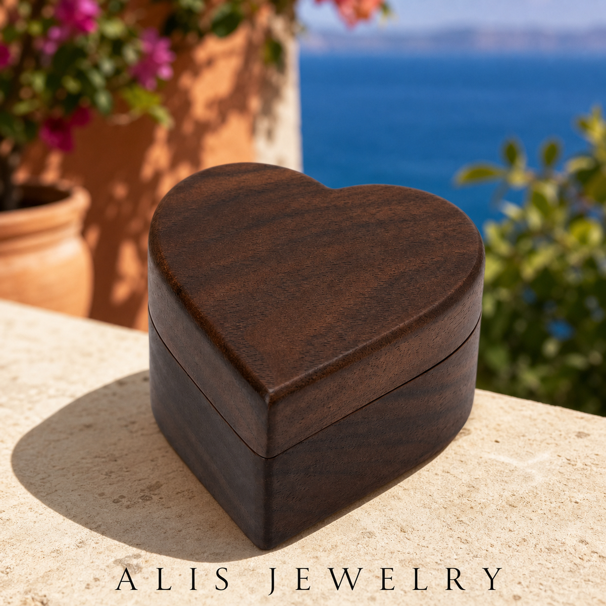 Boîte à bijoux bois cœur - Alis Jewelry - réseaux sociaux