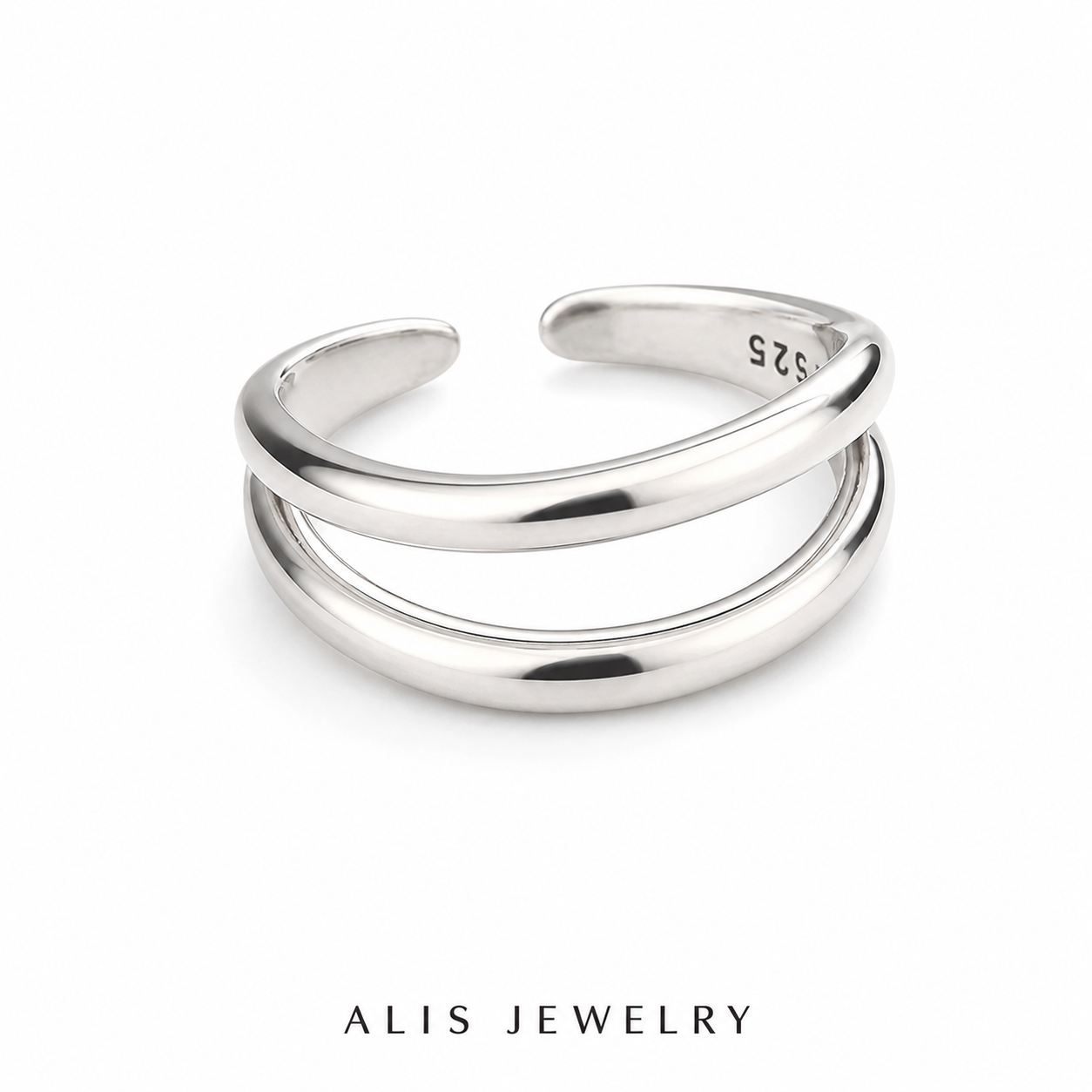 Bague géométrique simple argent - Alis Jewelry - fond blanc