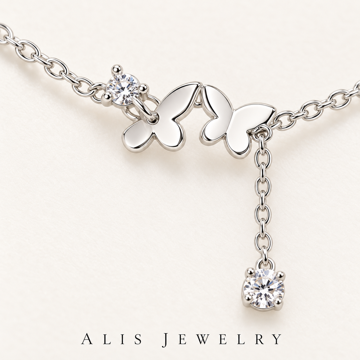 Bracelet de cheville papillon argent 925 - Alis Jewelry - gros plan / zoom
