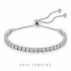 Bracelet tennis zircon ajustable argent 925 - Alis Jewelry - fond blanc