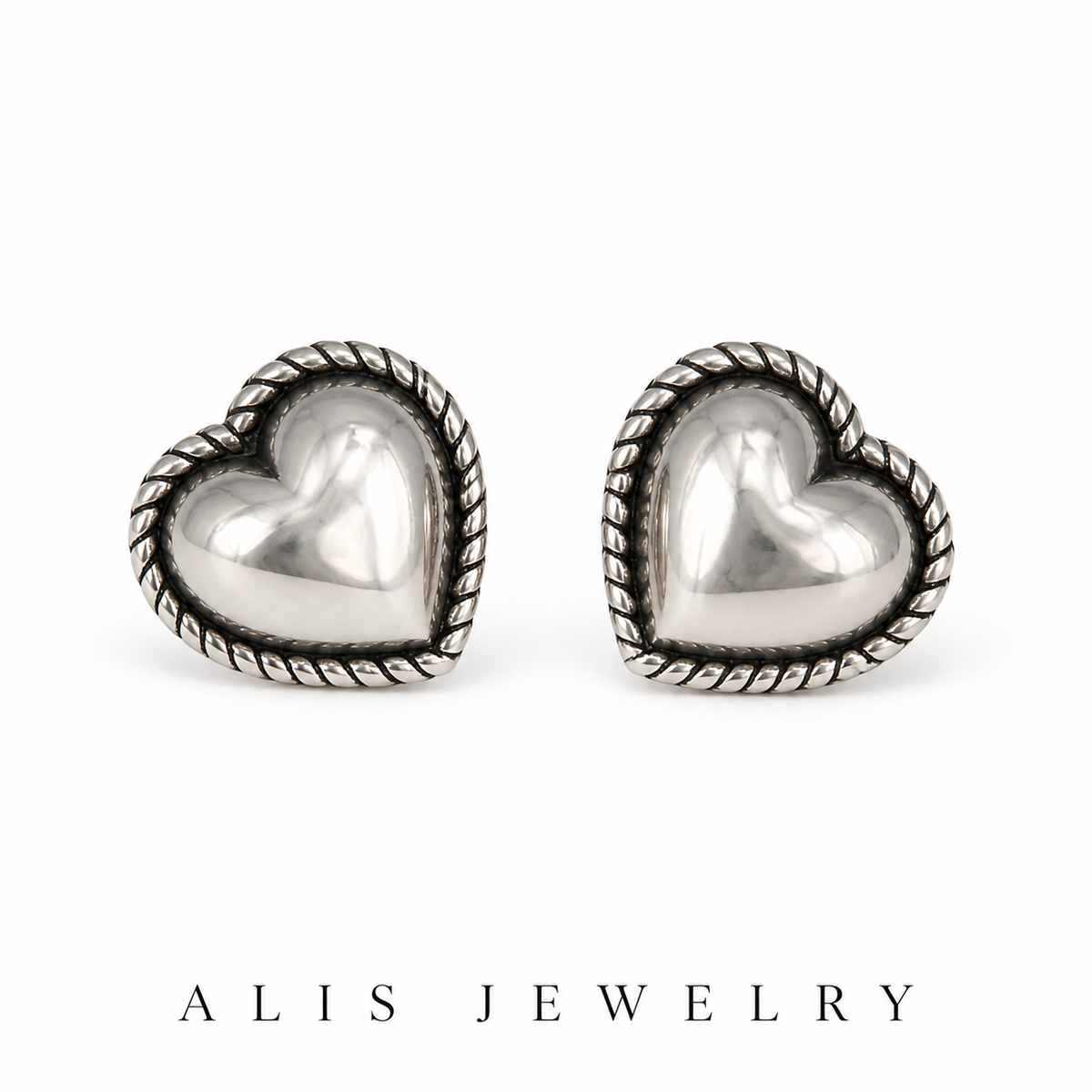 Boucles d'oreilles cœur argent 925 - Alis Jewelry - fond blanc