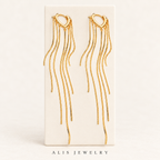 Boucles d'oreilles franges cœur argent 925 doré - Alis Jewelry - sur support minéral