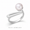 Bague perle ronde argent - Alis Jewelry - fond blanc