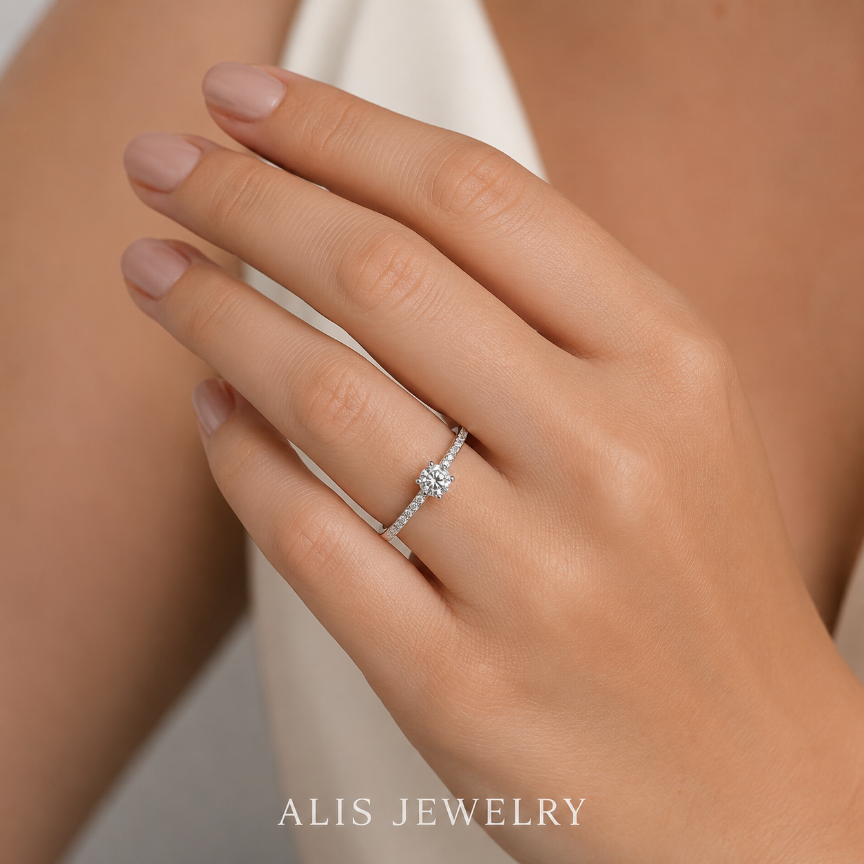 Bague argent 925 zircon - Alis Jewelry - porté mannequin