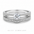 bague halo vintage argent 925 - Alis Jewelry - fond blanc