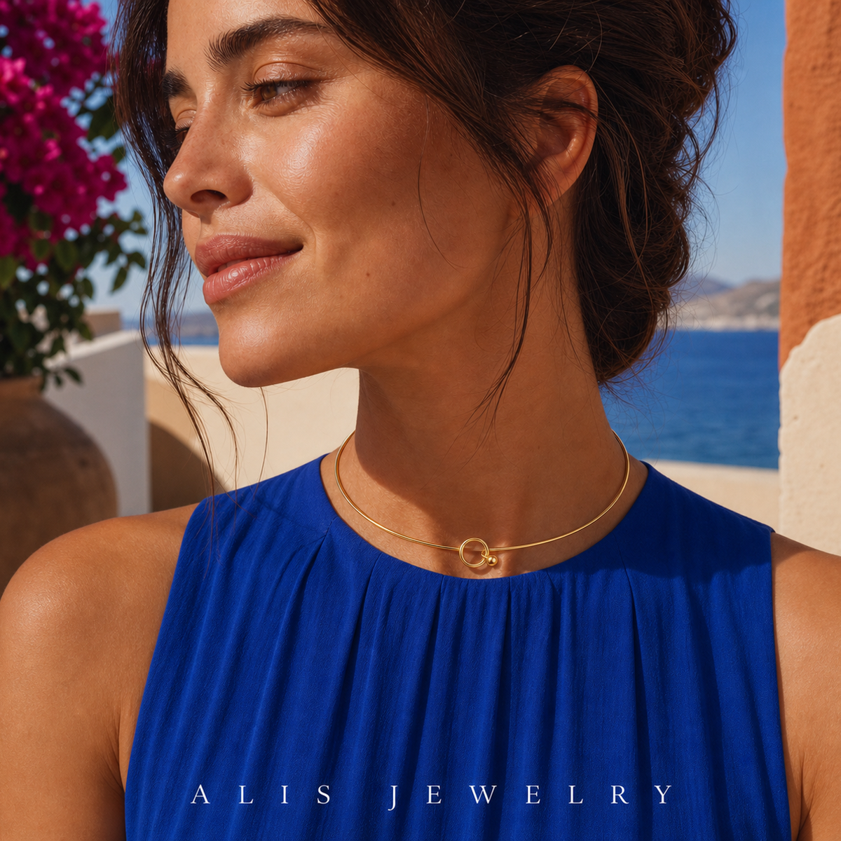 Collier ras-de-cou ajustable acier 316L - Alis Jewelry - porté mannequin