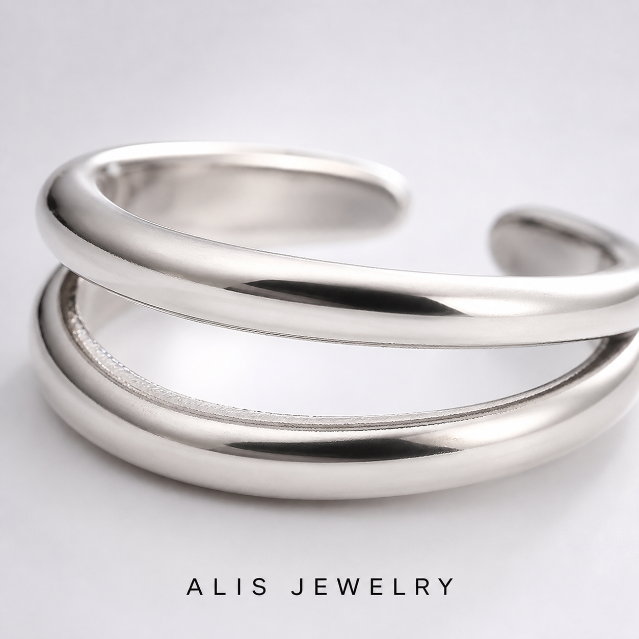 Bague géométrique simple argent - Alis Jewelry - gros plan / zoom