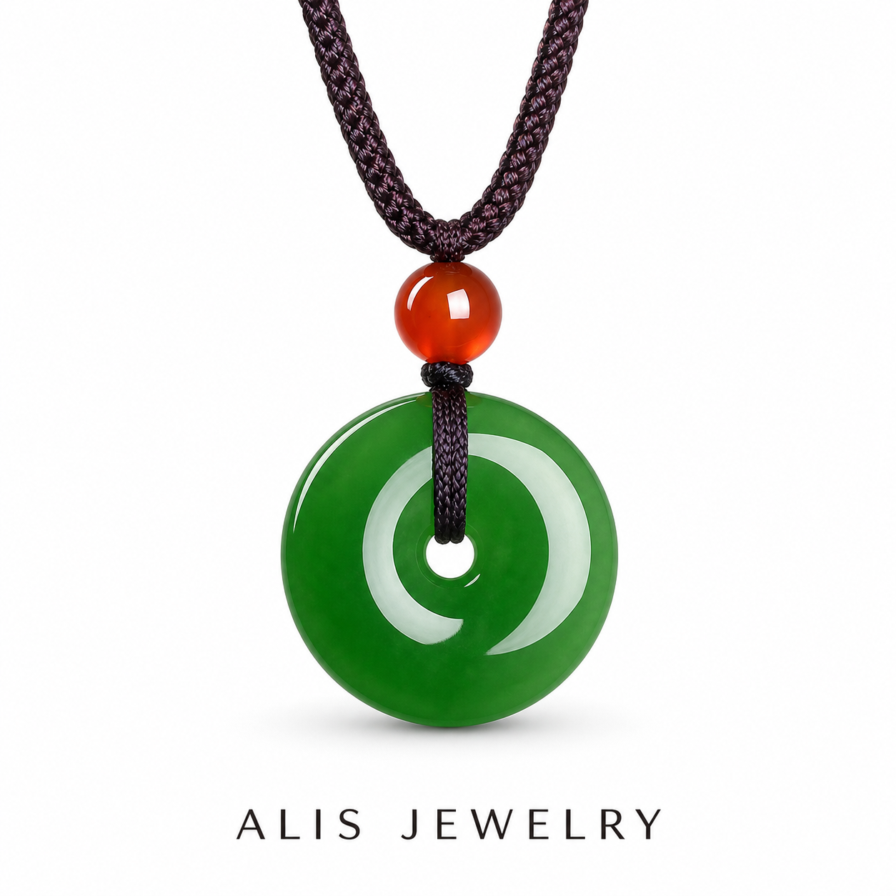 Collier pendentif jade naturel - Alis Jewelry - fond blanc