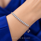 Bracelet tennis zircon ajustable argent 925 - Alis Jewelry - porté mannequin