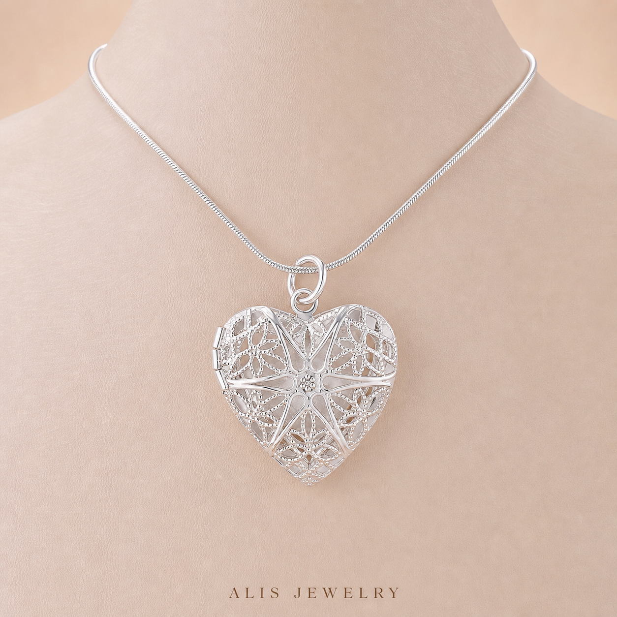 Collier pendentif photo personnalisable argent 925 - Alis Jewelry - sur support minéral
