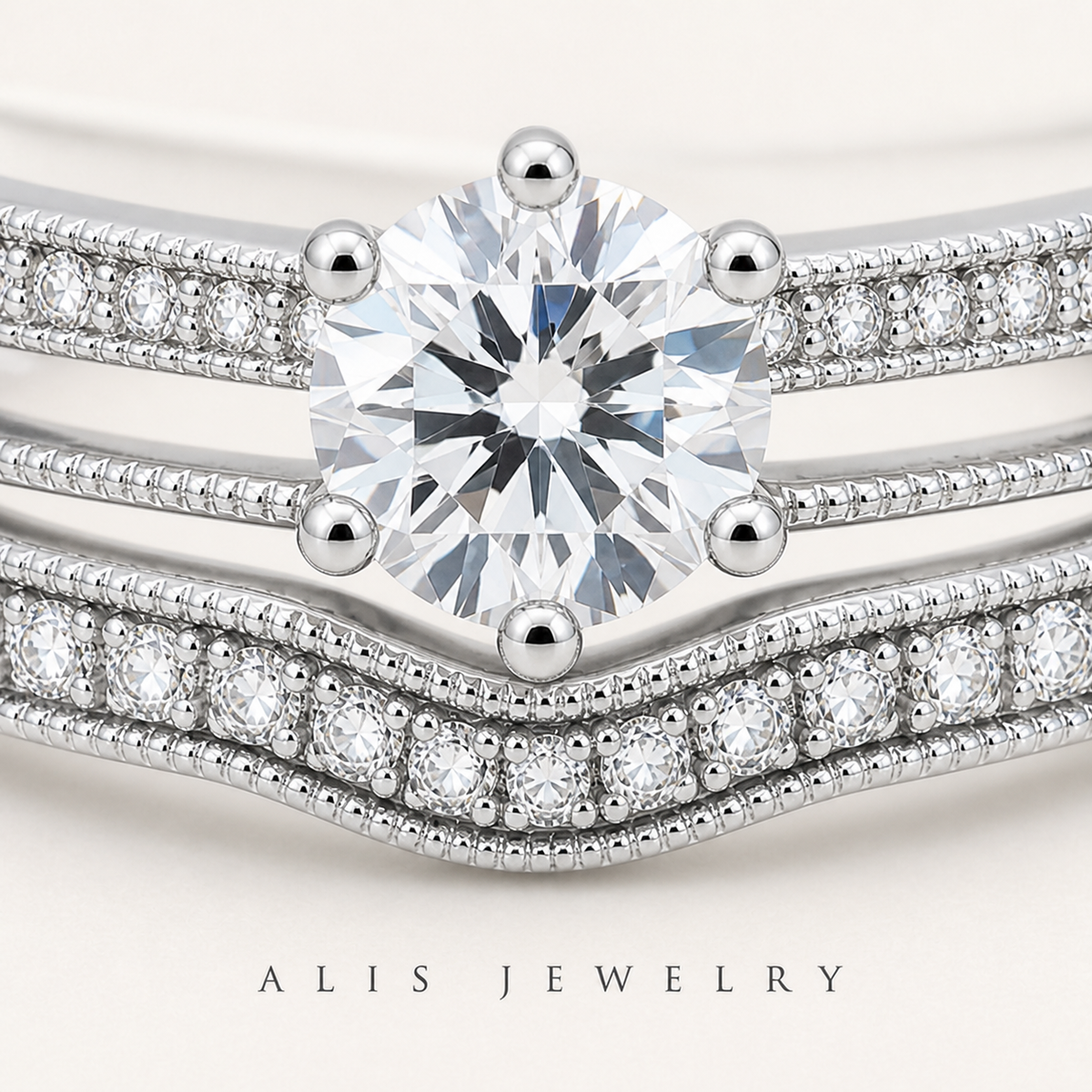 bague halo vintage argent 925 - Alis Jewelry - gros plan / zoom