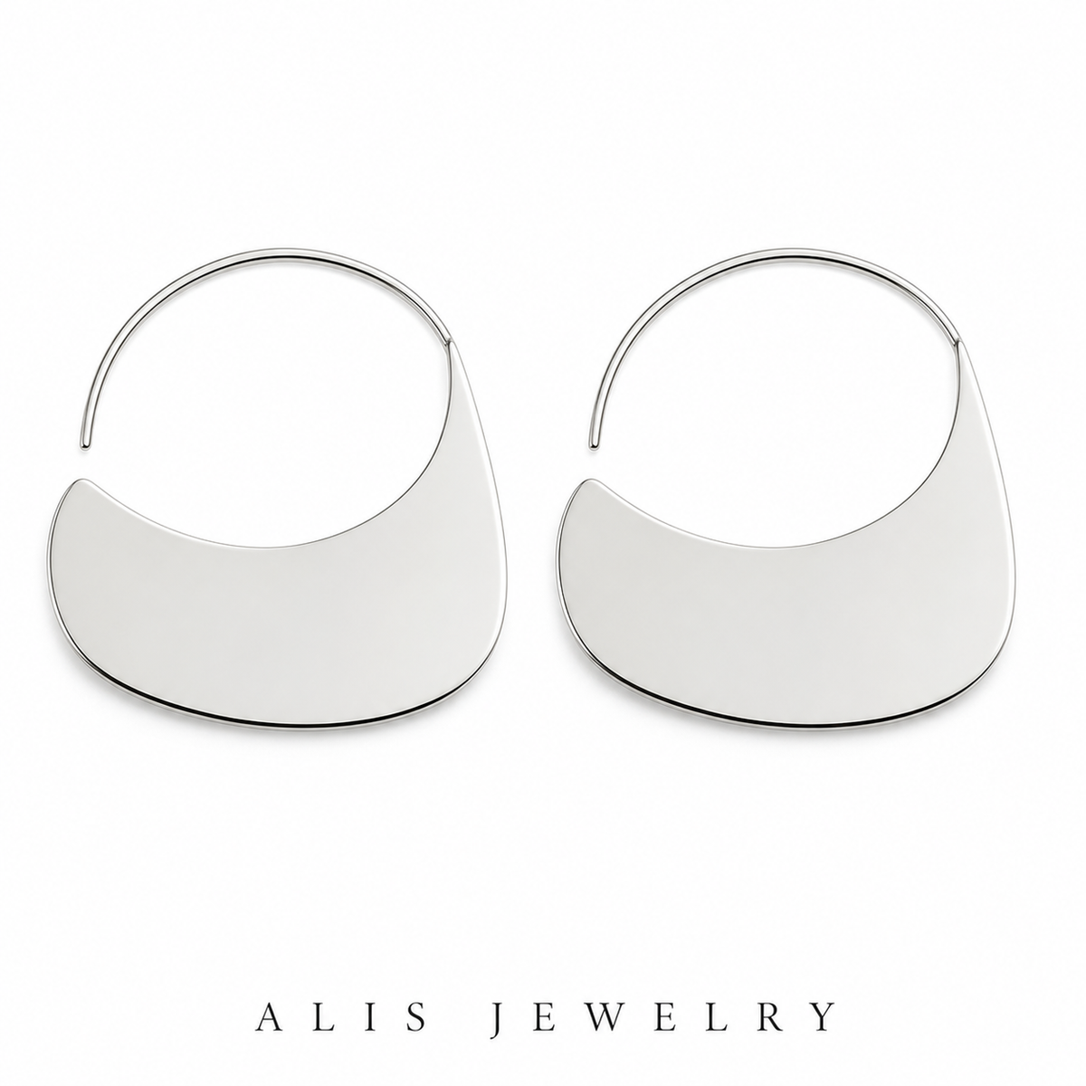 Créoles oversize argent 925 - Alis Jewelry - fond blanc