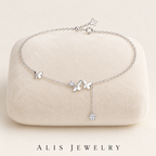 Bracelet de cheville papillon argent 925 - Alis Jewelry - sur support minéral