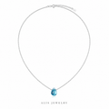 Collier pendentif cristal bleu porte-bonheur argent 925 - Alis Jewelry - fond blanc