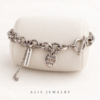 Bracelet charms maille ronde argent 925 - Alis Jewelry - sur support minéral