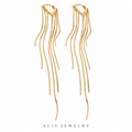 Boucles d'oreilles franges cœur argent 925 doré - Alis Jewelry - fond blanc