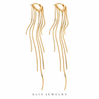 Boucles d'oreilles franges cœur argent 925 doré - Alis Jewelry - fond blanc