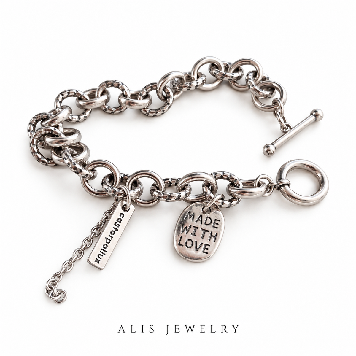 Bracelet charms maille ronde argent 925 - Alis Jewelry - fond blanc