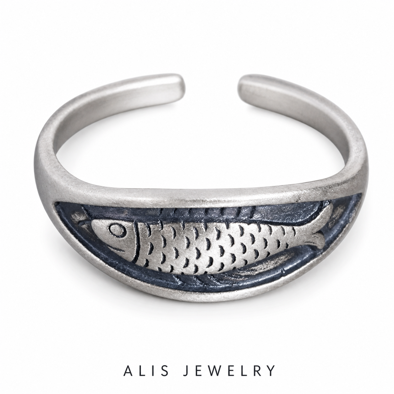 Bague poisson argent - Alis Jewelry - fond blanc