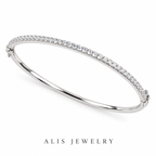 Bracelet jonc fin zircon argent 925 - Alis Jewelry - fond blanc