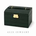 Coffret bijoux 3 tiroirs cuir pu - Alis Jewelry - fond blanc