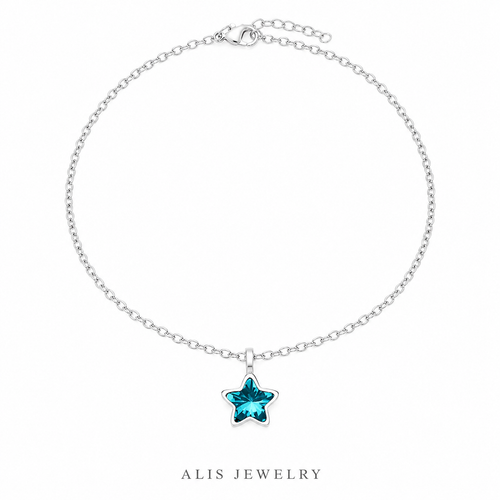 Collier pendentif étoile cristal bleu argent 925 - Alis Jewelry - fond blanc