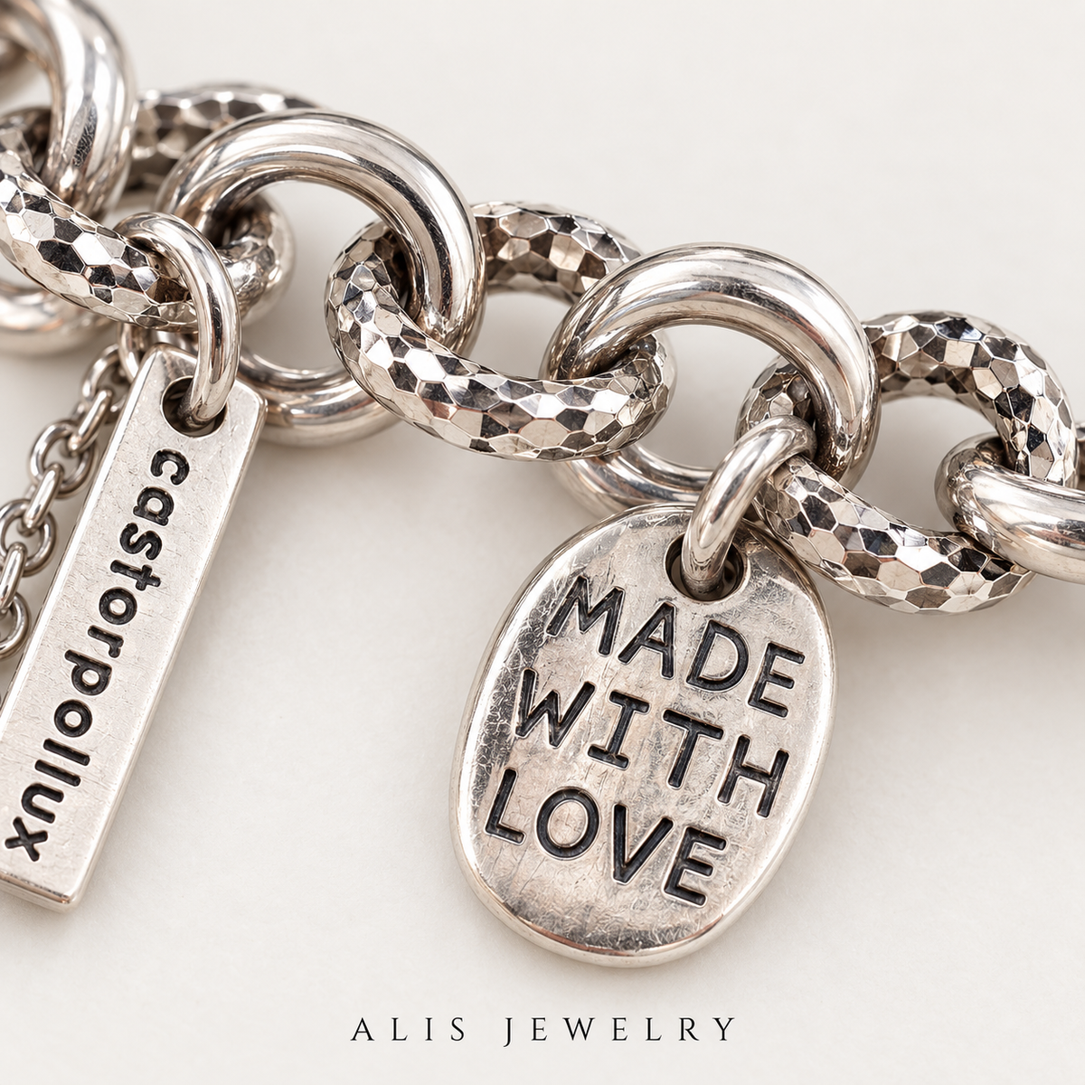 Bracelet charms maille ronde argent 925 - Alis Jewelry - gros plan / zoom