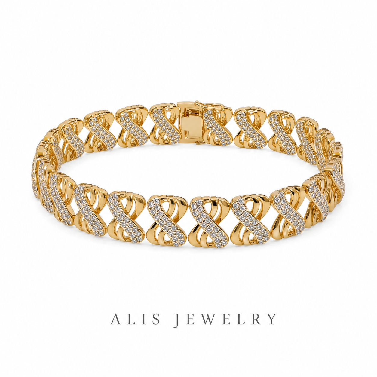 Parure nuptiale Dubaï plaqué or - Alis Jewelry - modèle Infini - bracelet - fond blanc