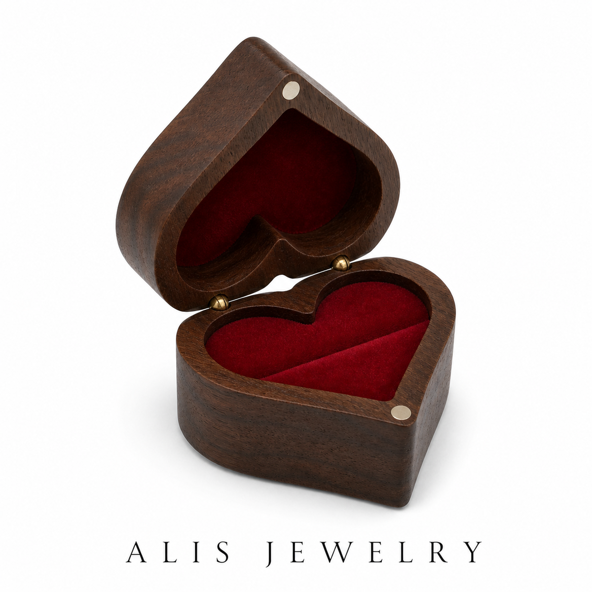 Boîte à bijoux bois cœur - Rouge - Alis Jewelry