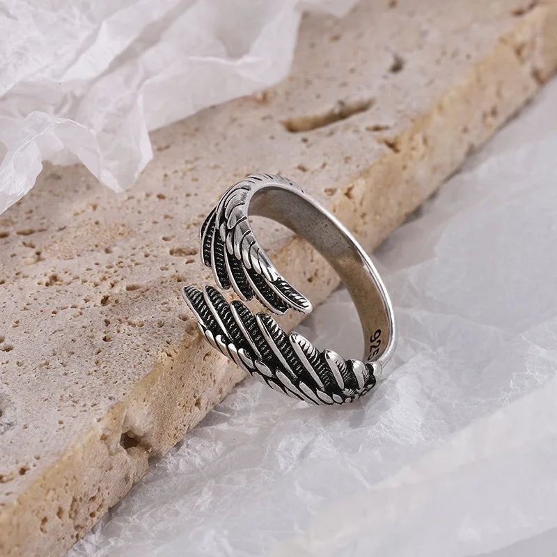 Bague plume d'ange ajustable argent 925