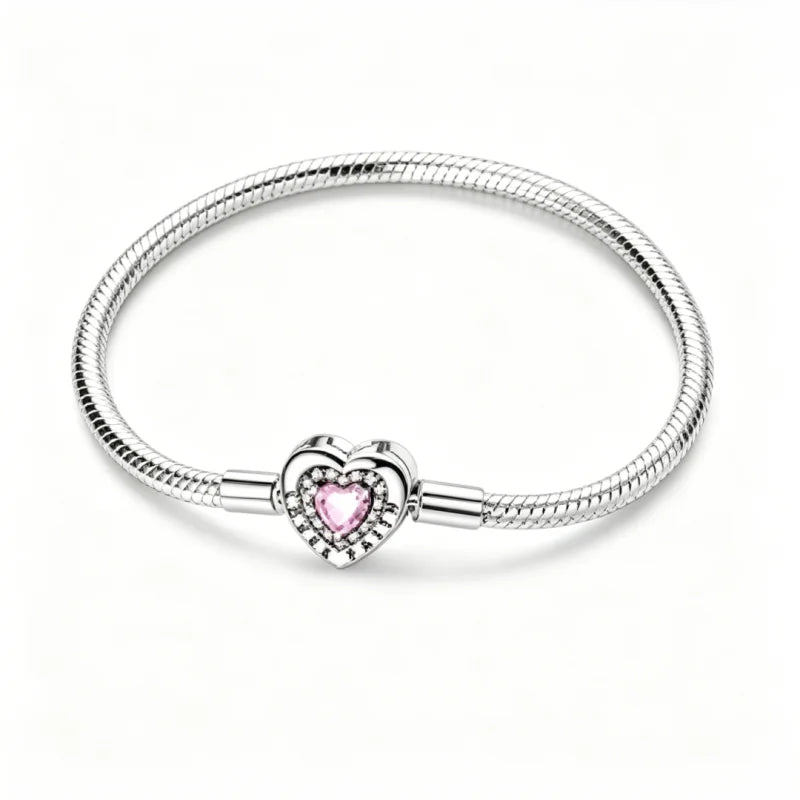 Silver Zircon Heart Bracelet