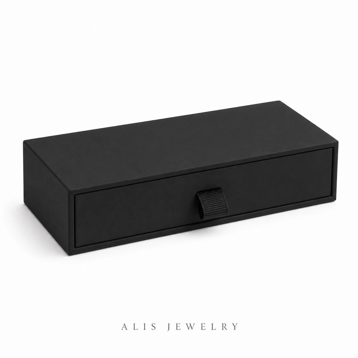 boîte à bijoux format bracelet noire - Alis Jewelry - fond blanc