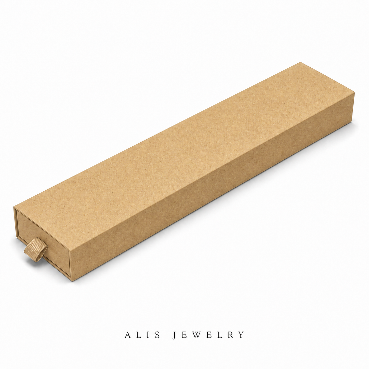 boîte à bijoux format collier kraft - Alis Jewelry - fond blanc