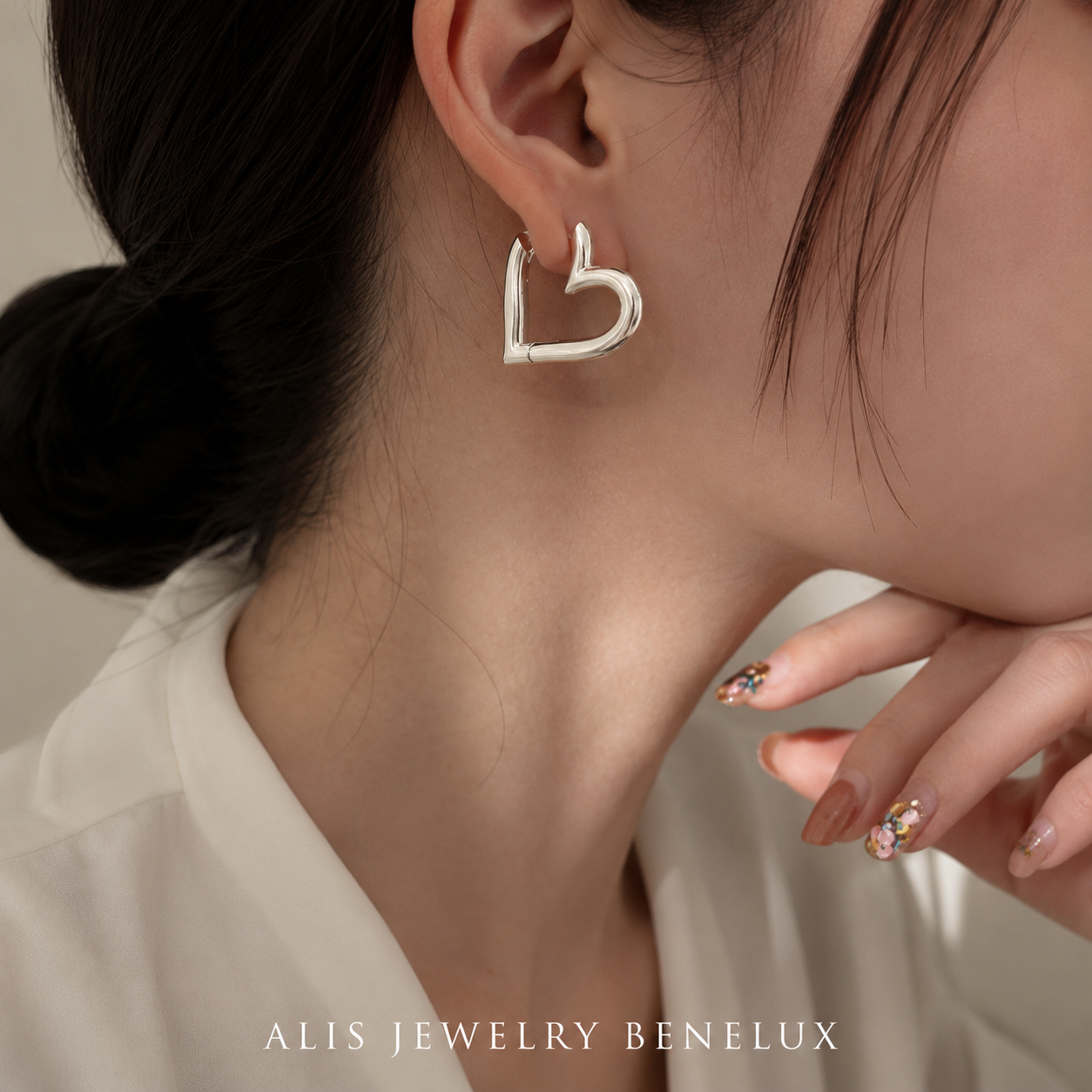 925 Silver LOVE Heart Hoop Earrings