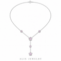Collier cascade d'étoiles roses argent 925 - Alis Jewelry - fond blanc