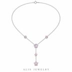 Collier cascade d'étoiles roses argent 925 - Alis Jewelry - fond blanc