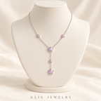 Collier cascade d'étoiles roses argent 925 - Alis Jewelry - sur support minéral