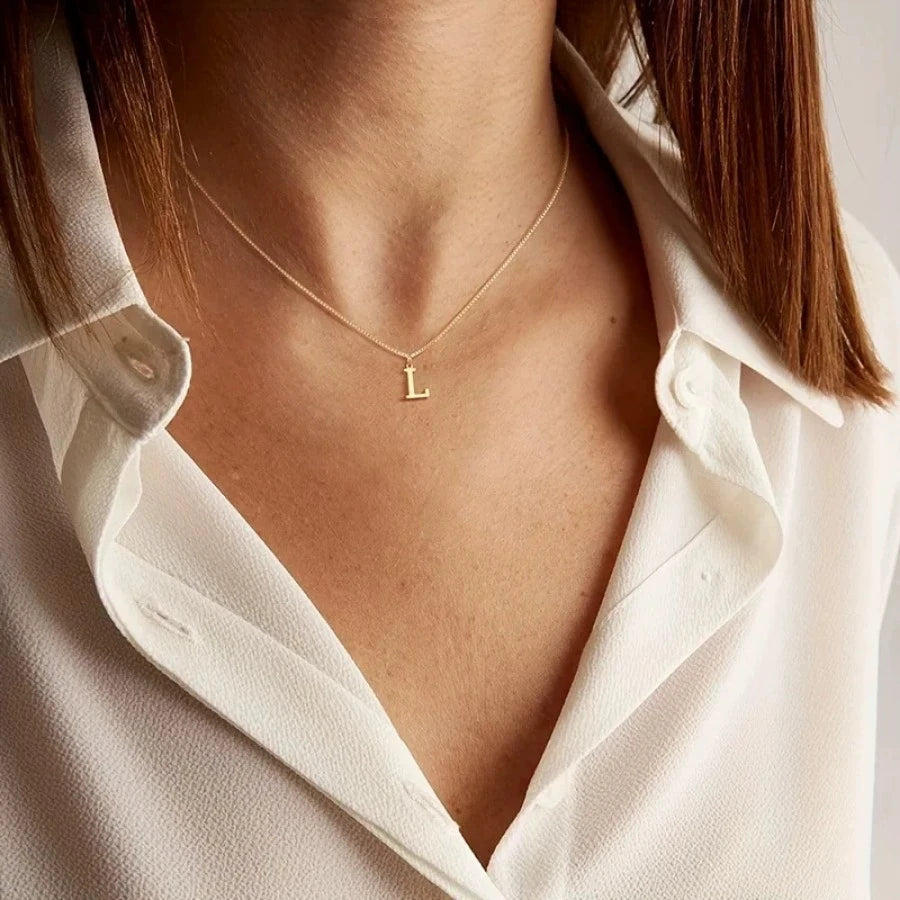 Collier initiale plaqué or 18K personnalisé — lettre A à Z
