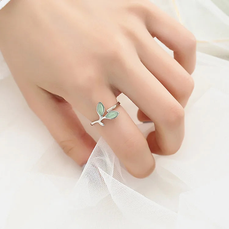 Bague feuillage ajustable argent 925