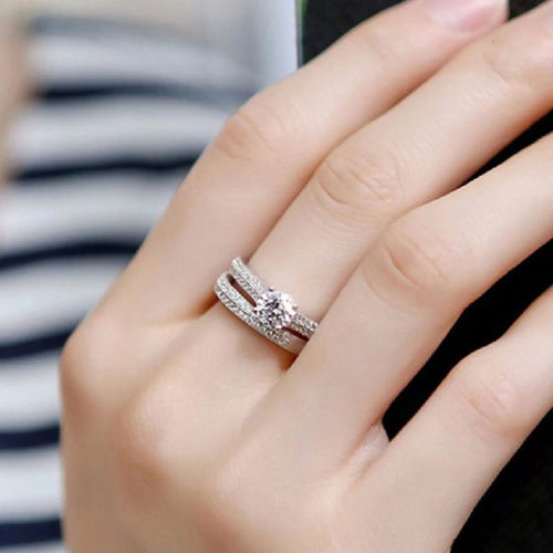 bague duo halo vintage argent