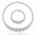 Parure collier et bracelet boules argent 925 - Alis Jewelry - fond blanc