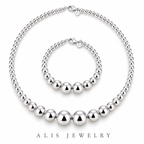 Parure collier et bracelet boules argent 925 - Alis Jewelry - fond blanc