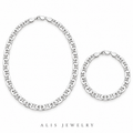 Parure collier et bracelet maille marine argent 925 - Alis Jewelry - fond blanc