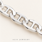 Parure collier et bracelet maille marine argent 925 - Alis Jewelry - gros plan / zoom